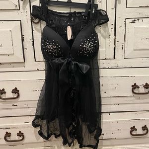 Black babydoll push-up bra babydoll intimate, lingerie.